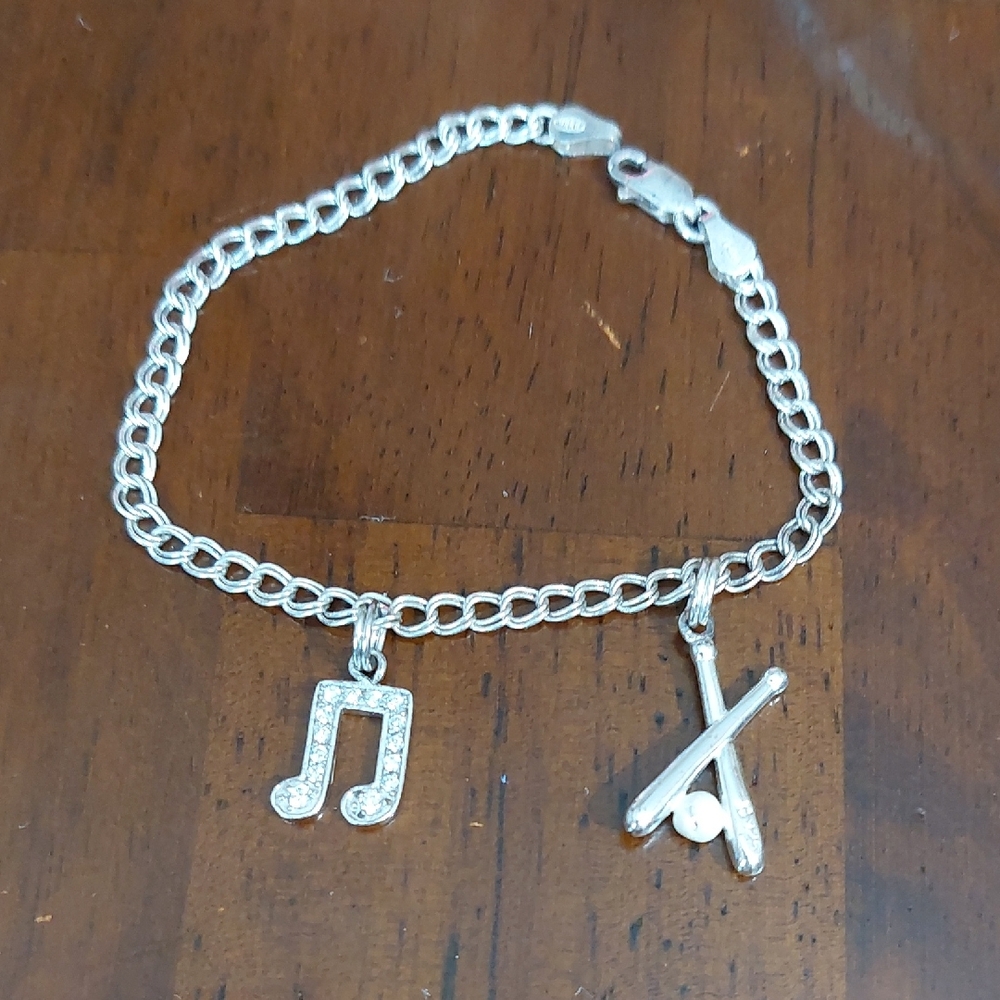 Piercing Pagoda Sterling Silver Bracelet Musical Note Baseball Sterling Charms